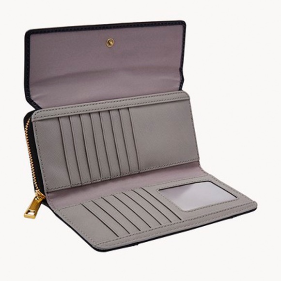 Fossil Jori RFID Flap Clutch in Midnight Navy